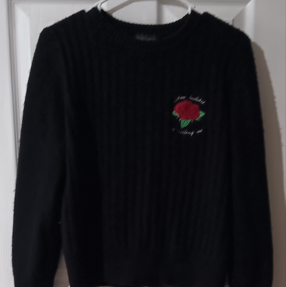 You're BS Is Killin Me - Sweet Sarcasm Rose Applique Embroidered Sweater - Picture 3 of 6